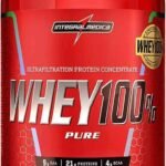 Integralmedica - Whey Protein Concentrado Morango 100% Pure - 21g de Proteína por Scoop, Suplementação Alimentar Pós-Treino, Fórmula Enriquecida com BCAAs - Pote 900g
