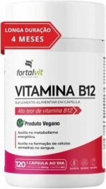 Vitamina B12 Ativa (metilcobalamina) Longa Duração 4 Meses de Uso, Cápsulas Vegana, 120 Cápsulas,Fortalvit